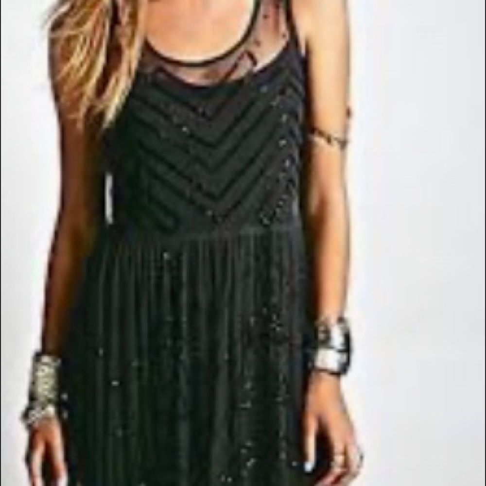 Free People sequin sheer black dress CD